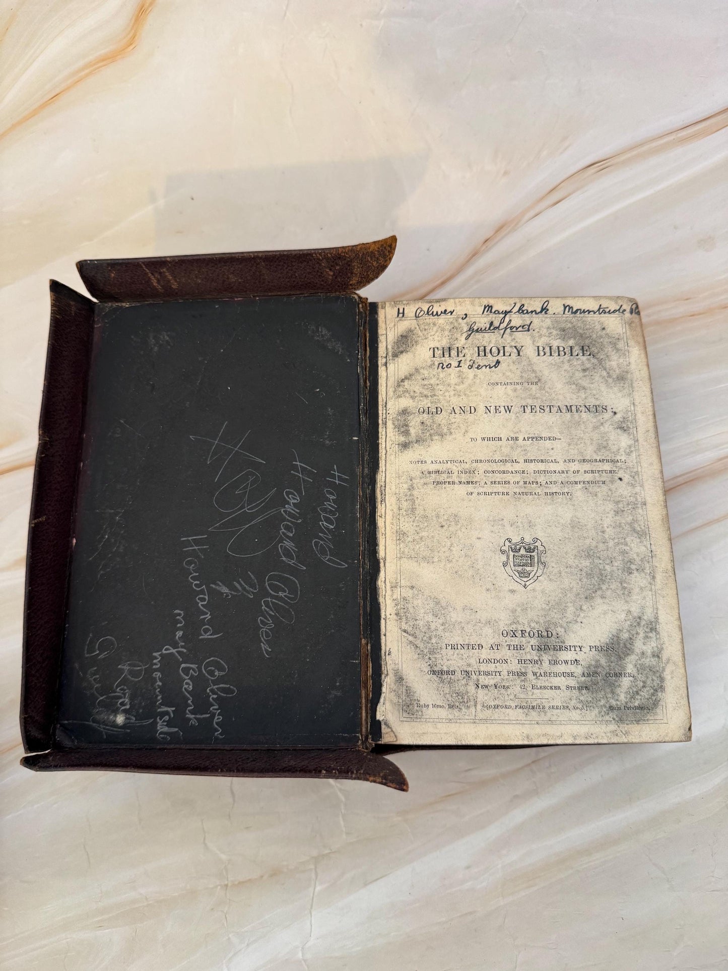 1890s Oxford Holy Bible Antique Yapp Edge Bible Victorian King James Bible Leather Bound - Ref X669