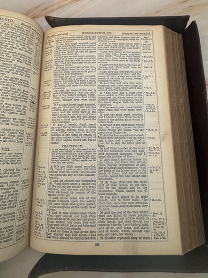 1890s Oxford Holy Bible Antique Yapp Edge Bible Victorian King James Bible Leather Bound - Ref X669