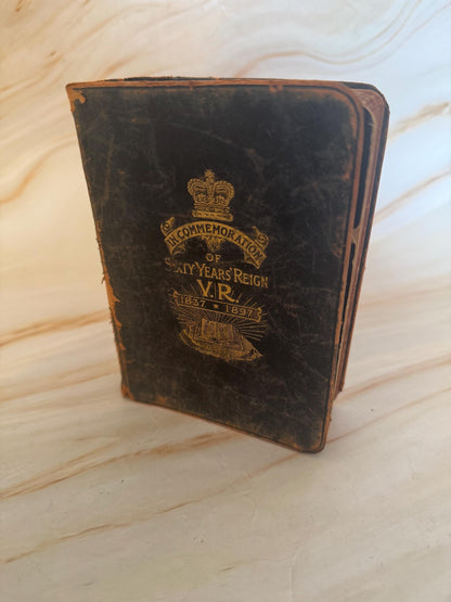 1897 Queen Victoria Jubilee Holy Bible Antique Victorian King James Bible Leather Bound - Ref X668