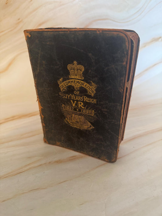 1897 Queen Victoria Jubilee Holy Bible Antique Victorian King James Bible Leather Bound - Ref X668