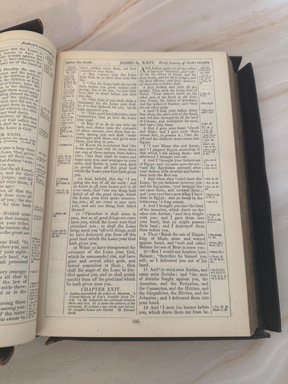 1880s Victorian Yapp Edge Holy Bible Antique King James Bible Leather Bound British & Foreign Bible Society - Ref X667
