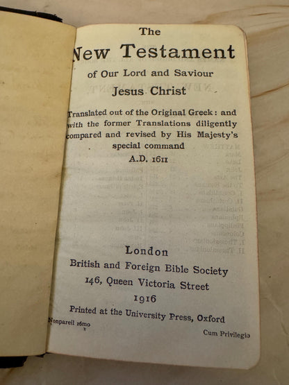 1916 Pocket New Testament Bible Oxford University Press British & Foreign Bible Society - Ref x663