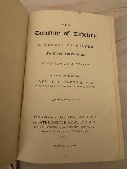 1916 Treasury of Devotion Antique Prayer Book Christian Devotional - Ref X661