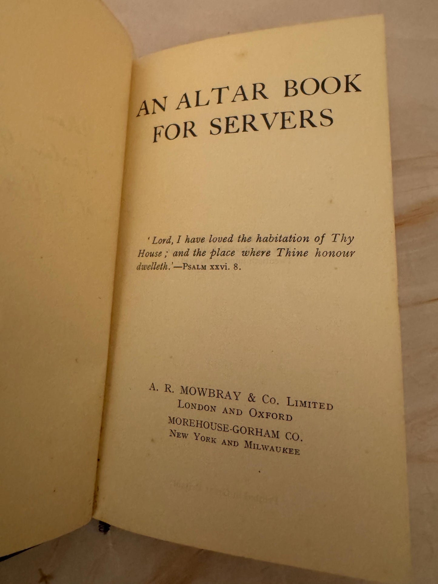 1938 An Altar Book for Servers Vintage Anglican Church Book - Ref X659