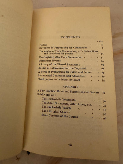 1938 An Altar Book for Servers Vintage Anglican Church Book - Ref X659
