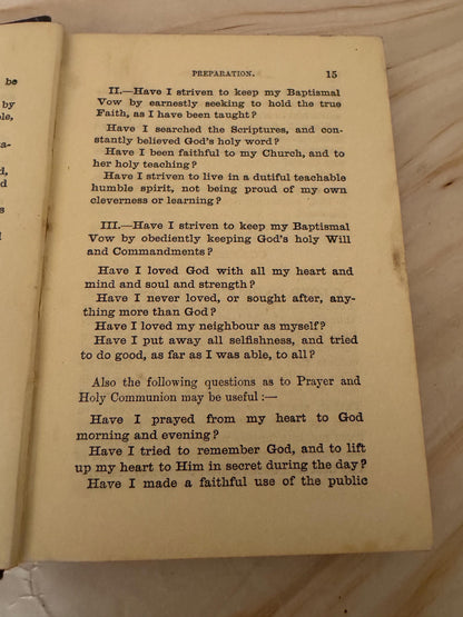 1914 Holy Communion Preparation Companion Antique Christian Book - Ref X660