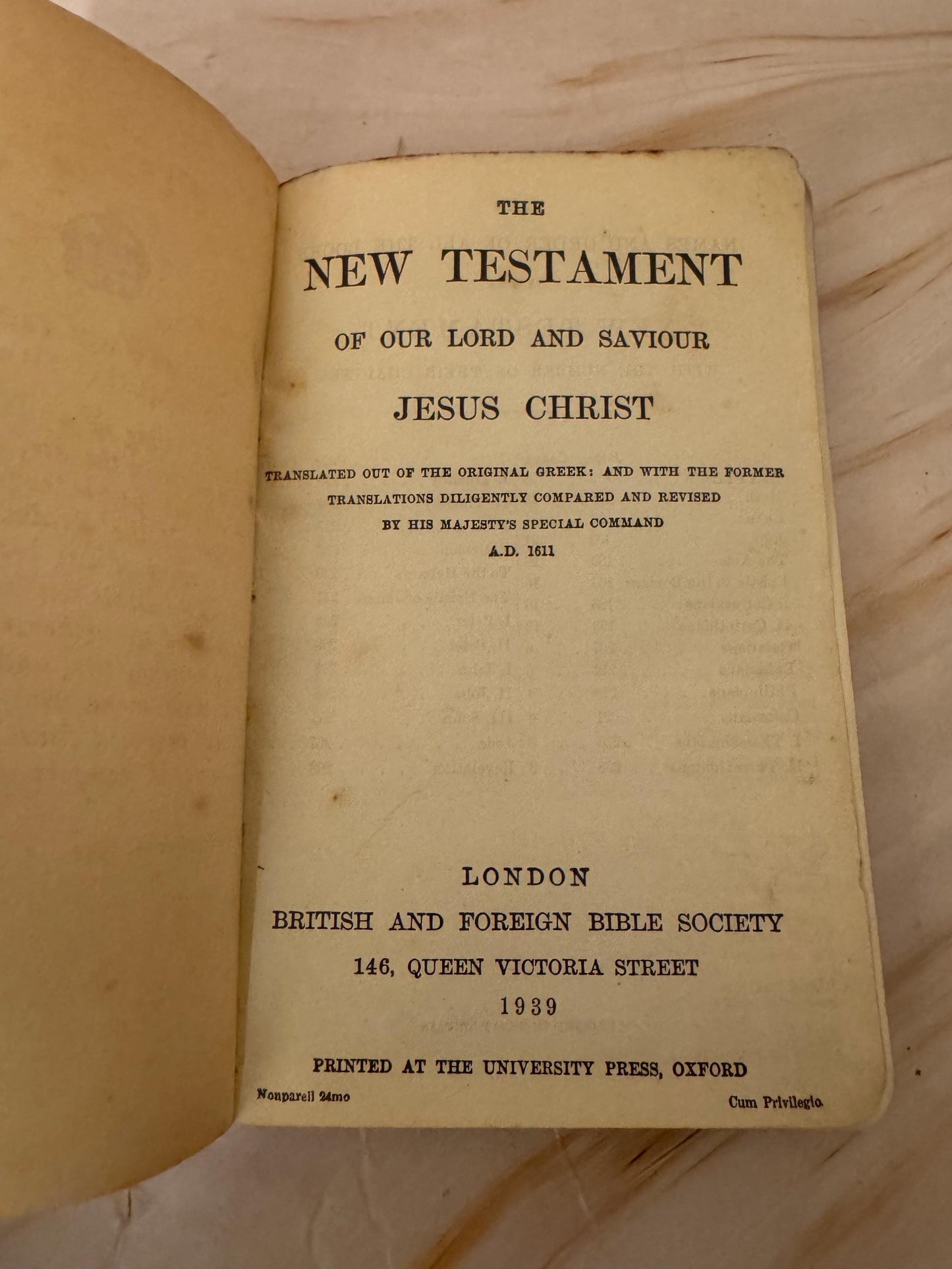 1939 WW2 New Testament and Psalms Pocket Bible - Ref X658