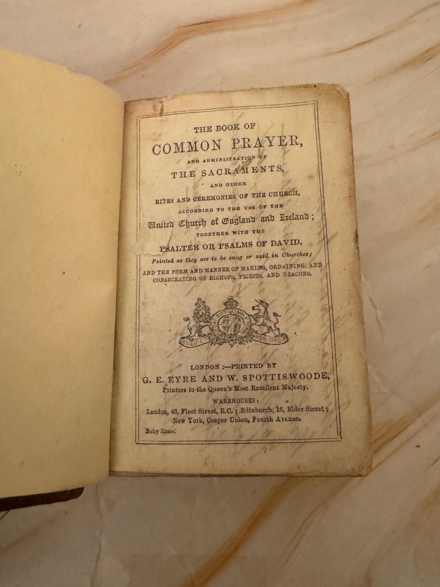 1891 Victorian Book of Common Prayer Mini Leather Prayer Book - Ref X657