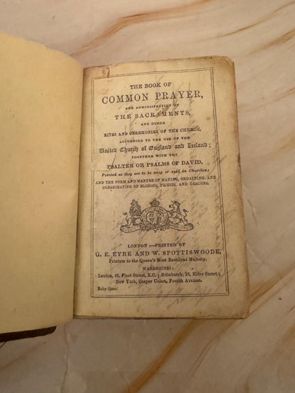 1891 Victorian Book of Common Prayer Mini Leather Prayer Book - Ref X657