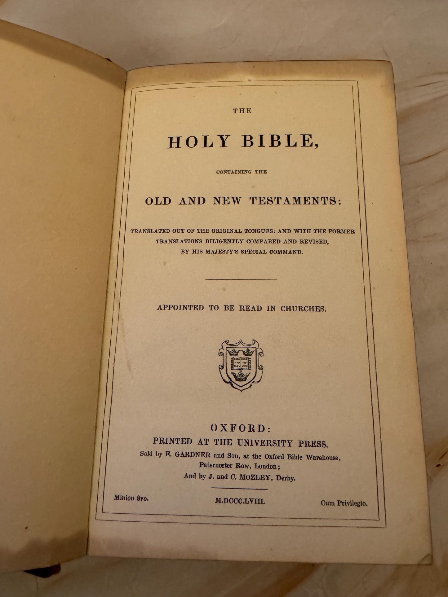 1858 Antique Holy Bible Oxford University Press Victorian Bible - Ref X654