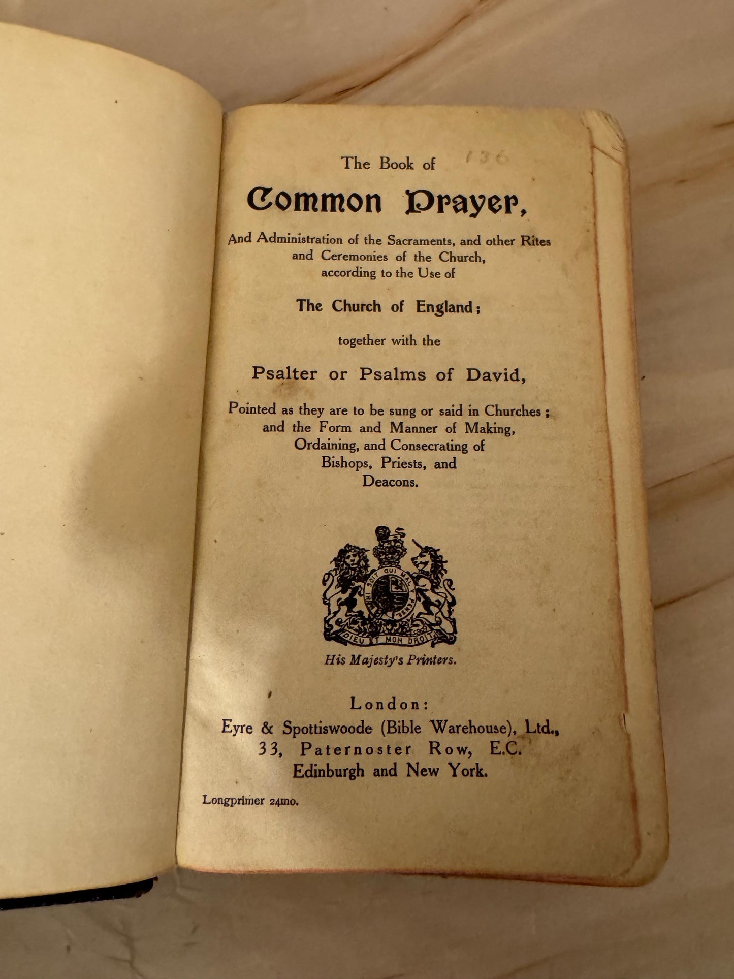 c.1910 Antique Book of Common Prayer, Hymns Ancient and Modern, Church of England Leather Prayer Book - Ref X650