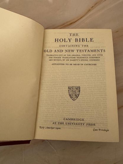 1960 Vintage Illustrated Holy Bible, Cambridge KJV Bible with Colour Plates - Ref X647