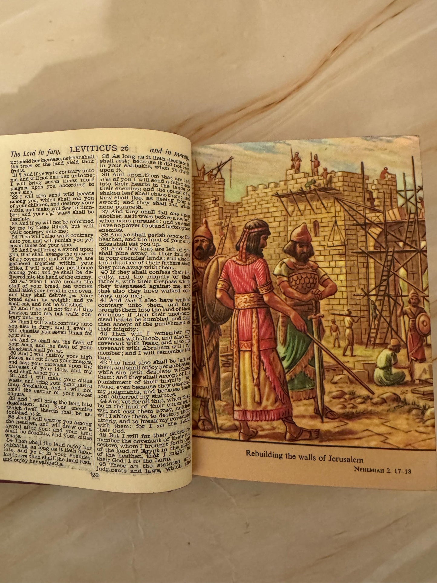 1960 Vintage Illustrated Holy Bible, Cambridge KJV Bible with Colour Plates - Ref X647