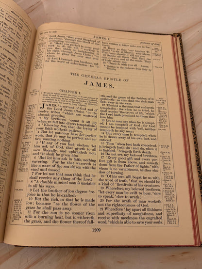 1800s Large Antique Family Bible, King James Version - Ref x464