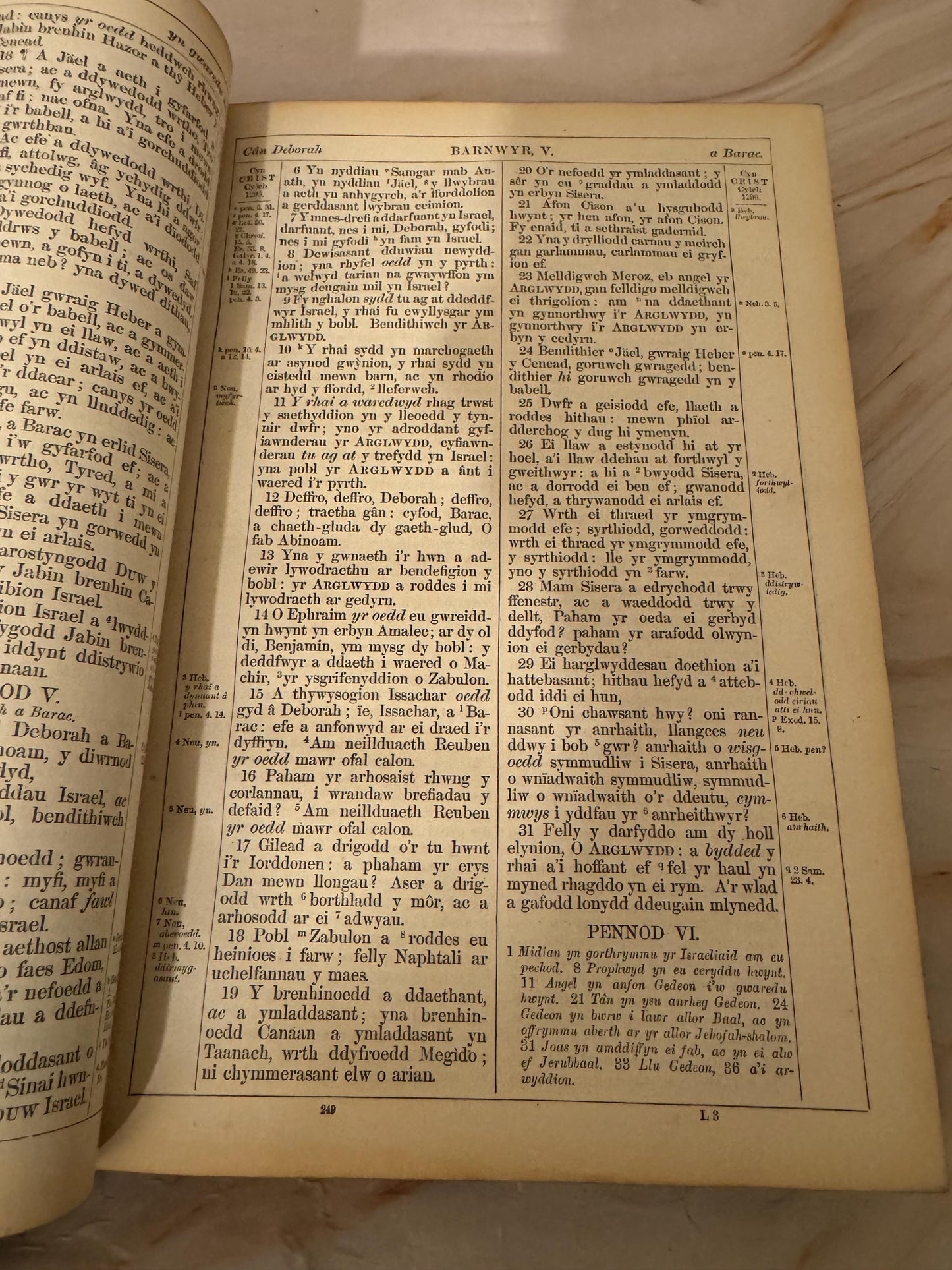 1872 Large Welsh Bible, Antique Welsh Holy Bible, Victorian Welsh Language Bible - Ref X645