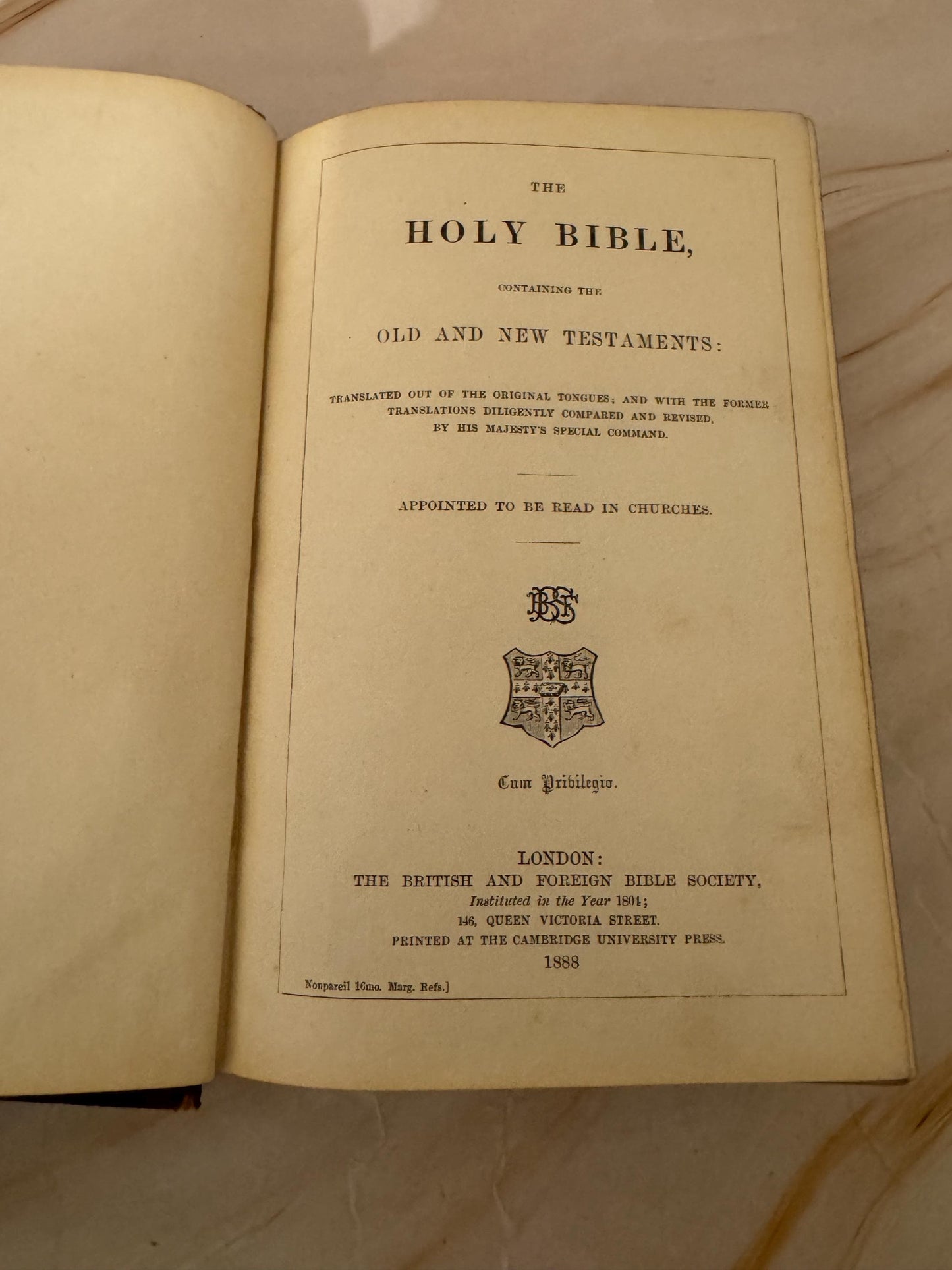 1888 Antique KJV Holy Bible, Victorian King James Bible, British and Foreign Bible Society - Ref X642