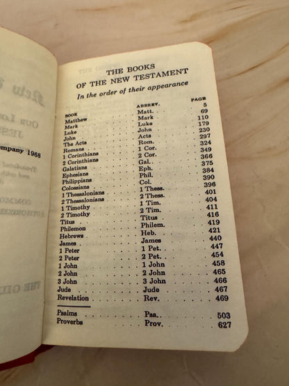 1976 Gideons Red Pocket New Testament, King James Version with Psalms and Proverbs - Ref x638