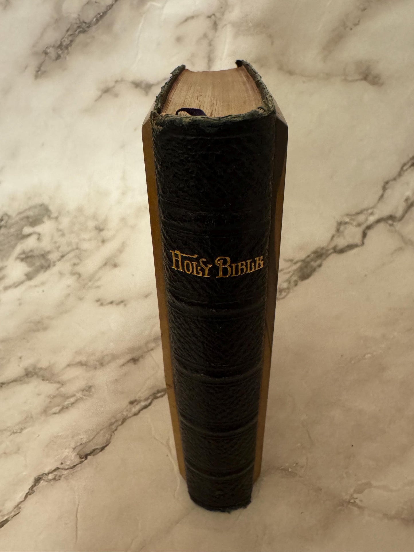 1896 Holy Bible KJV Jerusalem Olive Wood Covers Antique Victorian Christian Gift - Ref X630