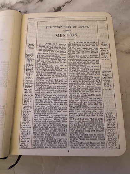 1896 Holy Bible KJV Jerusalem Olive Wood Covers Antique Victorian Christian Gift - Ref X630