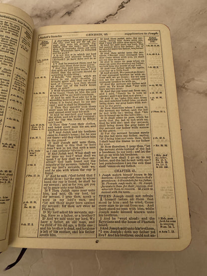 1896 Holy Bible KJV Jerusalem Olive Wood Covers Antique Victorian Christian Gift - Ref X630