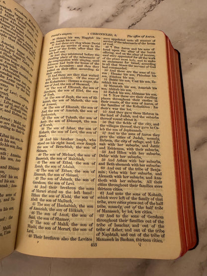 1935 Large Family Holy Bible KJV Leather Bound Illustrated Vintage Christian Bible - Ref x624