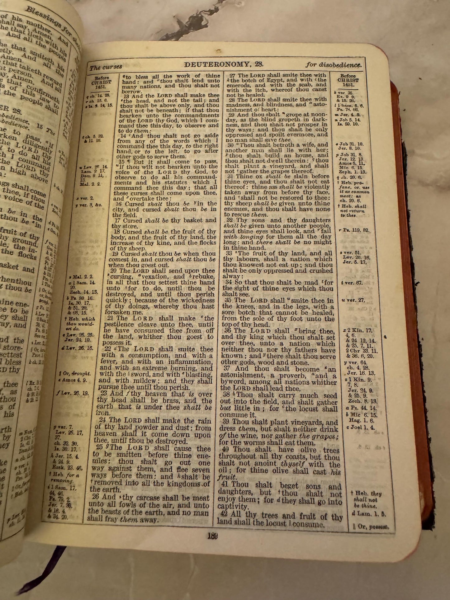 1896 Holy Bible KJV Jerusalem Olive Wood Covers Antique Victorian Christian Gift - Ref X630