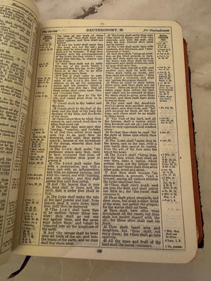 1896 Holy Bible KJV Jerusalem Olive Wood Covers Antique Victorian Christian Gift - Ref X630