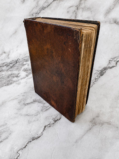 1841 Antique Scripture History Book Leather Bound With Engravings Christian Religious Book - Ref x620