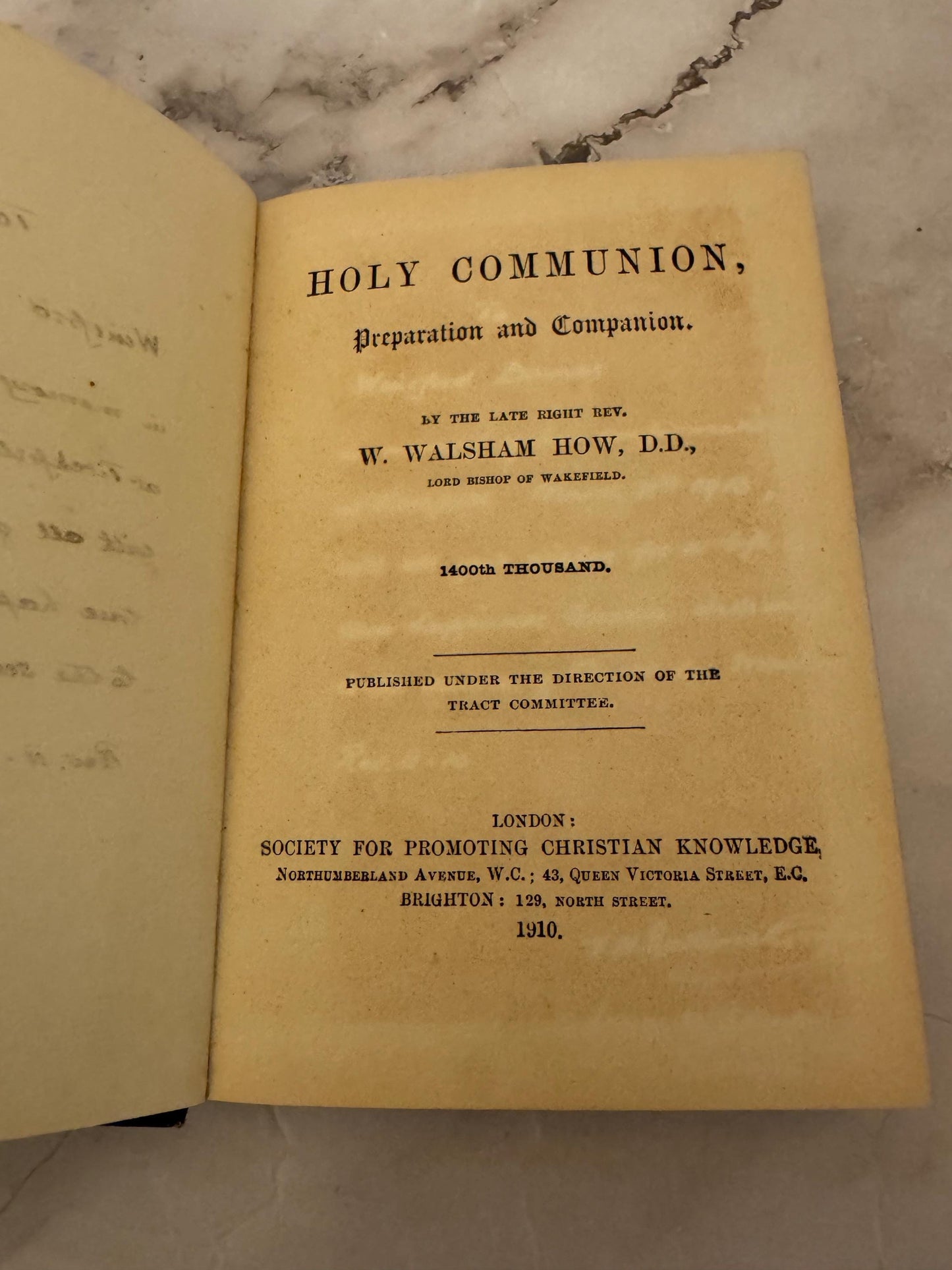 1910 Holy Communion Prayer Book Leather Bound Christian Devotional - Ref X619