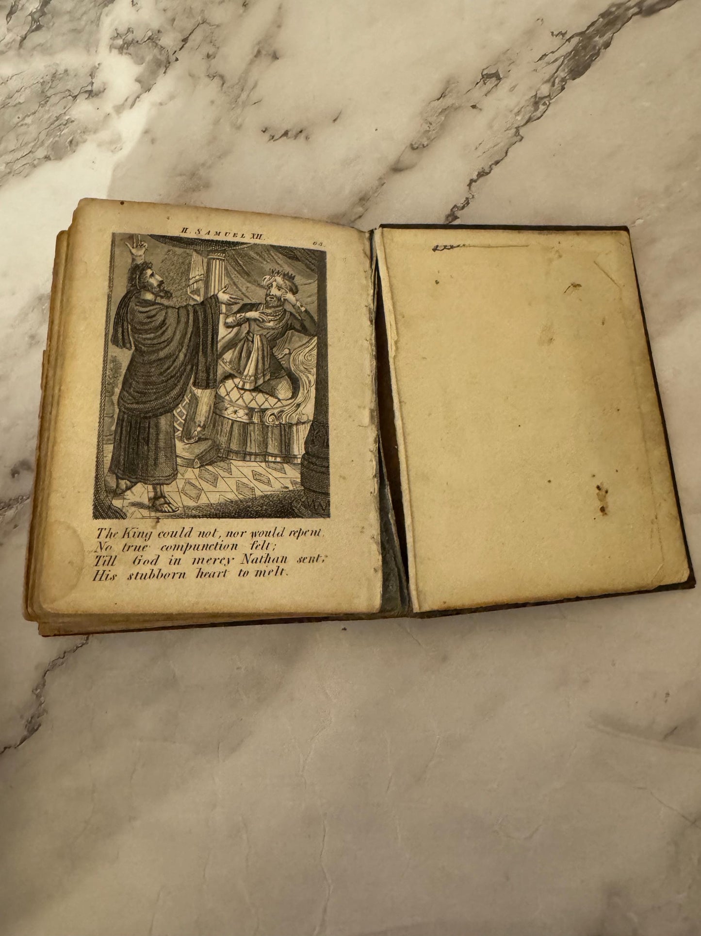 1841 Antique Scripture History Book Leather Bound With Engravings Christian Religious Book - Ref x620