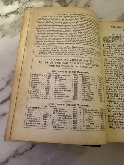 1872 Oxford KJV Holy Bible Leather Bound- Ref X615