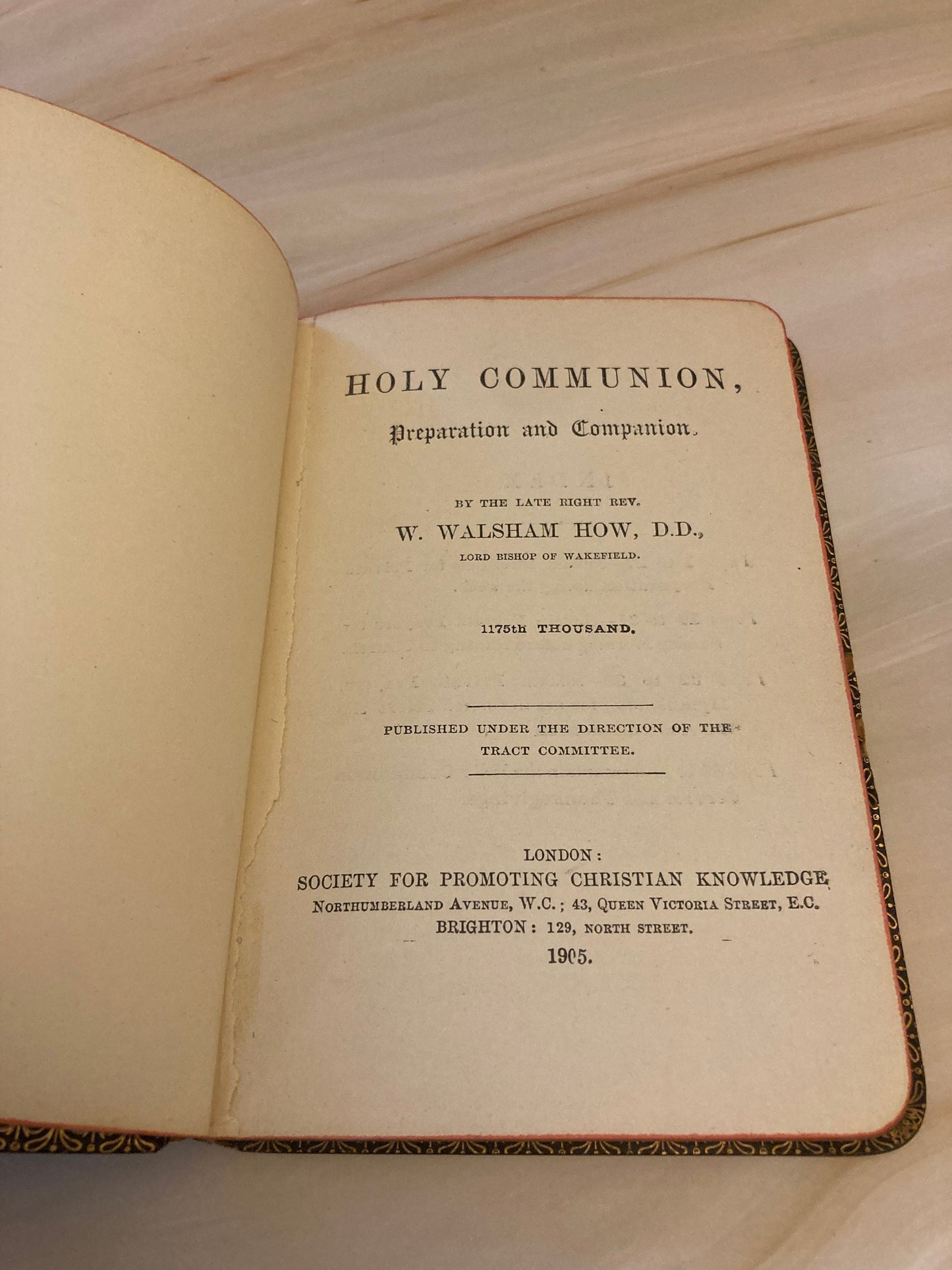 Antique Holy Communion Book 1905 – Vintage Christian Prayer Book - (Ref X40)