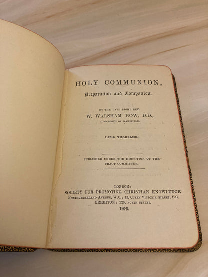 Antique Holy Communion Book 1905 – Vintage Christian Prayer Book - (Ref X40)
