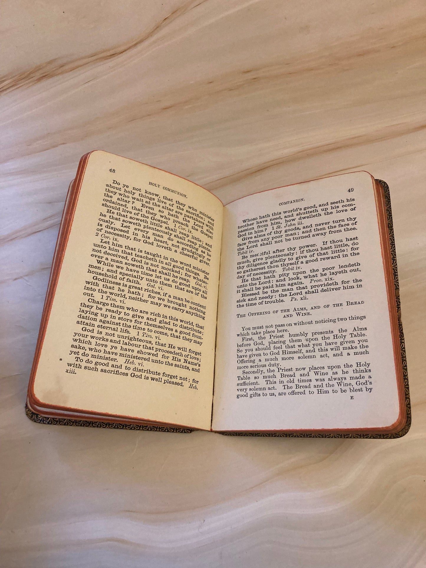 Antique Holy Communion Book 1905 – Vintage Christian Prayer Book - (Ref X40)