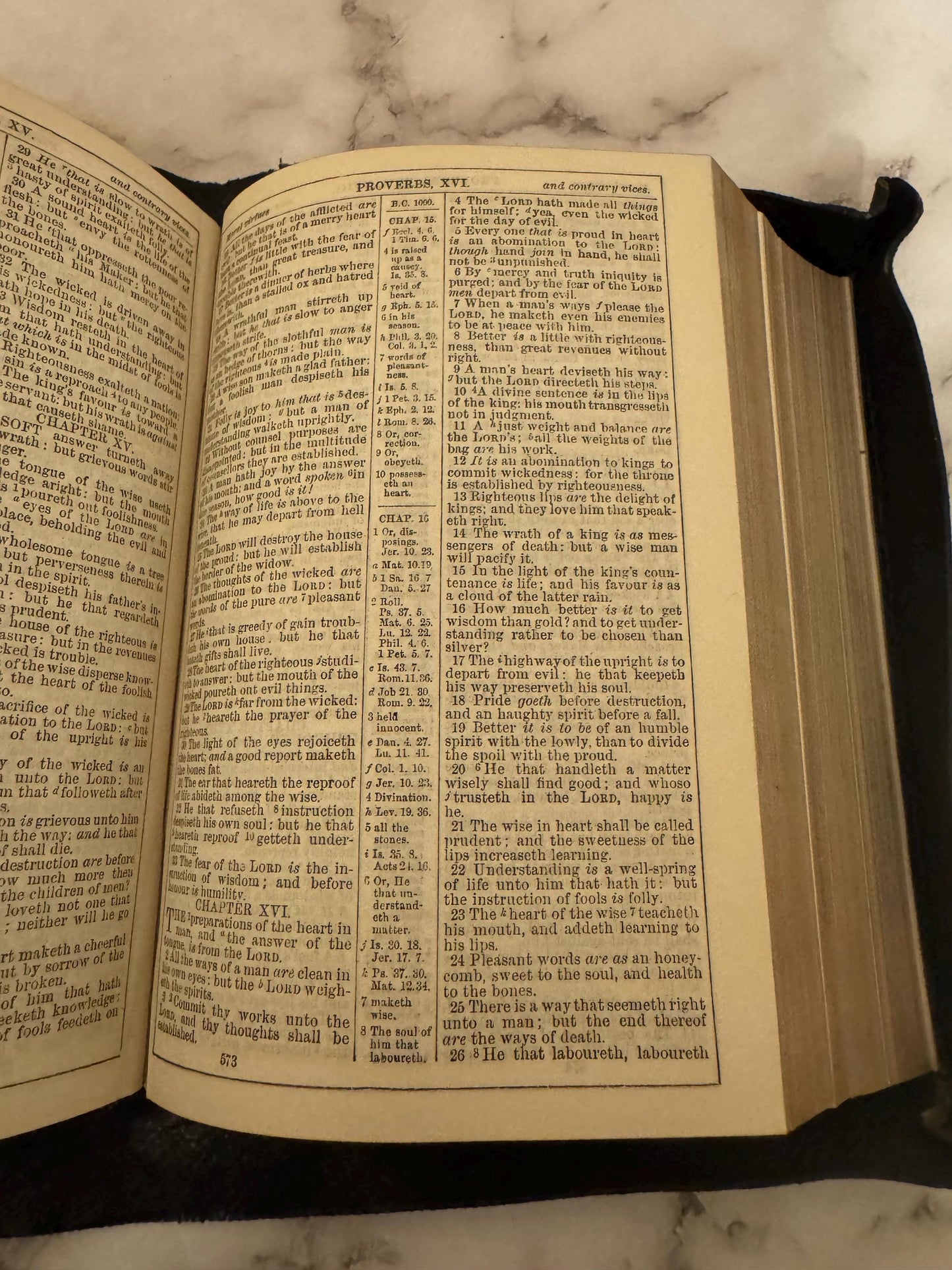 1877 King James Holy Bible Leather Yapp Binding - Ref x607