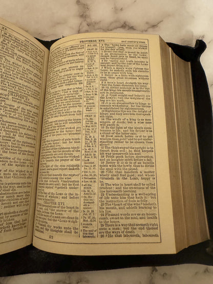 1877 King James Holy Bible Leather Yapp Binding - Ref x607