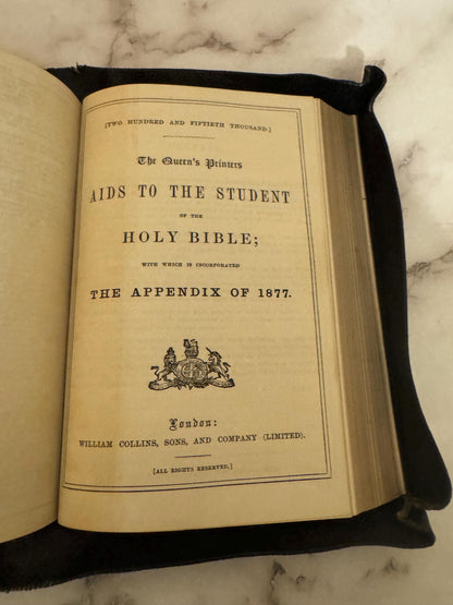 1877 King James Holy Bible Leather Yapp Binding - Ref x607