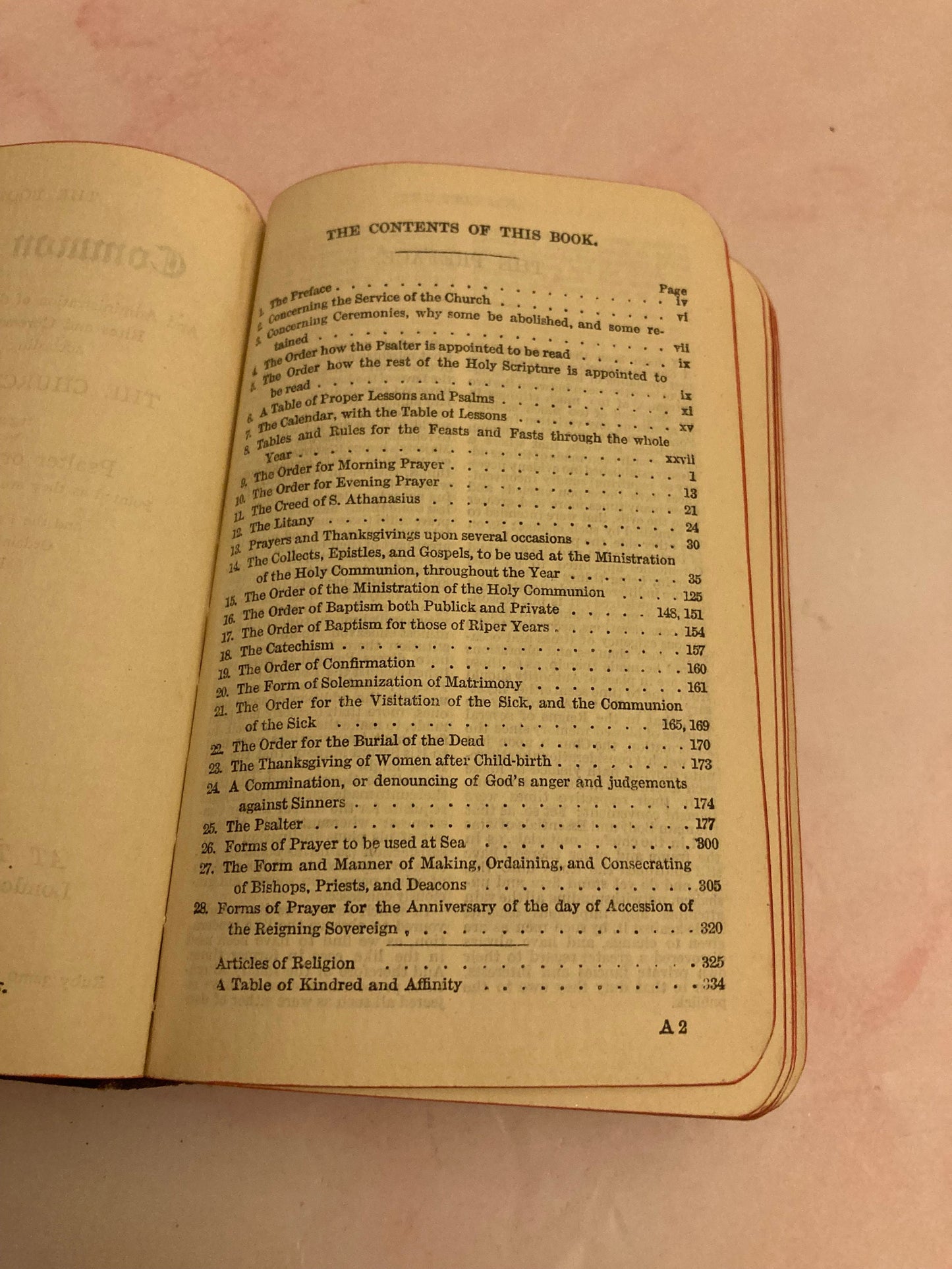 Antique Church Hymn Book – Book of Common Prayer & Hymns – Anglican Prayer Book - (Ref x192)