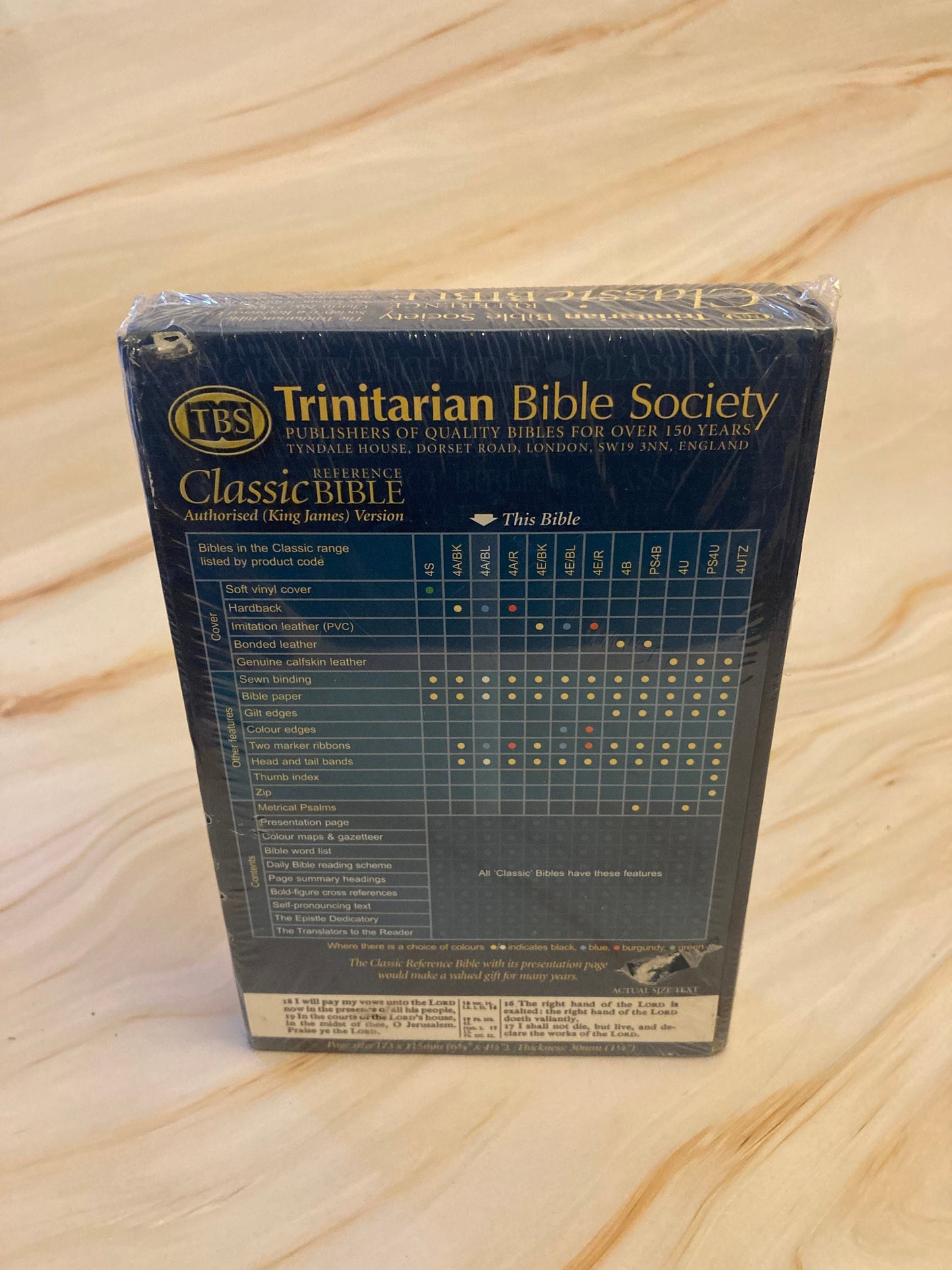 KJV Reference Bible Trinitarian Bible Society Blue Cover - Reference X91