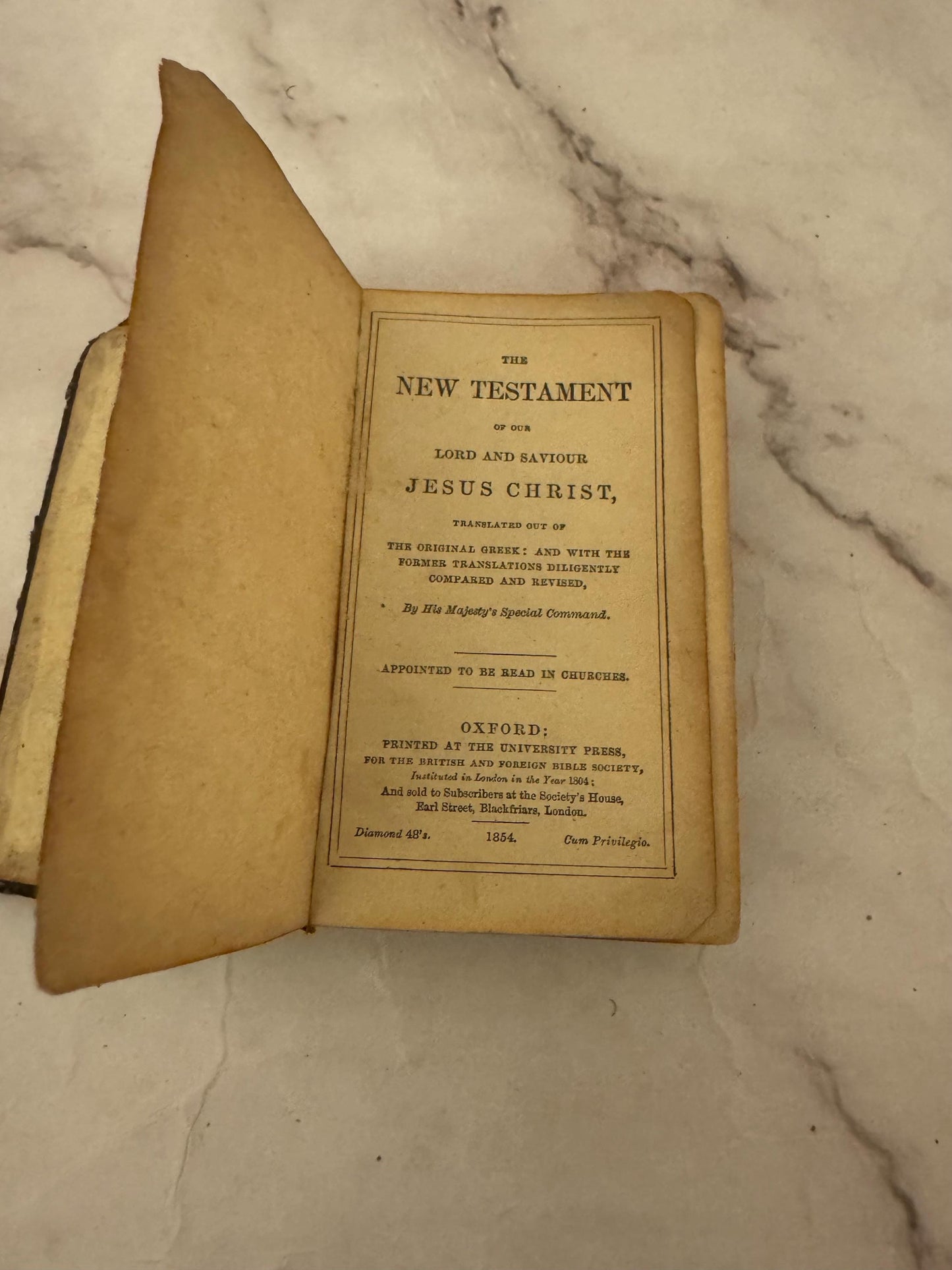 1854 Oxford Miniature New Testament Bible- Ref x596