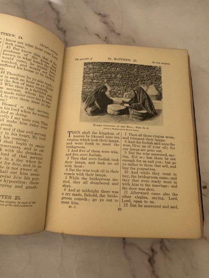 Antique Illustrated New Testament Bible – Late 1800s Christian Book - Ref x595
