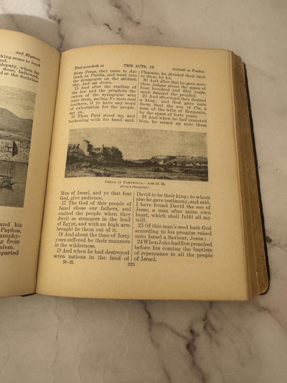 Antique Illustrated New Testament Bible – Late 1800s Christian Book - Ref x595