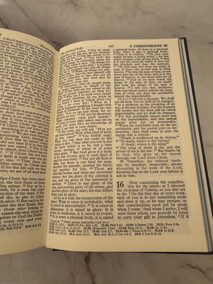 Vintage Holy Bible RSV 1952 Collins – Blue Hardcover Christian Gift, Compact Bible - Ref x589