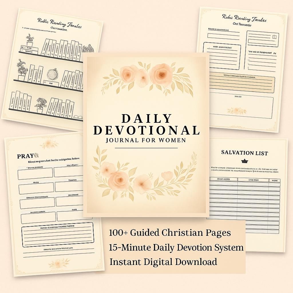 Daily Devotional Journal for Women • Christian Prayer Journal • Bible Study Planner Printable • Scripture Workbook • 230+ Page Faith PDF
