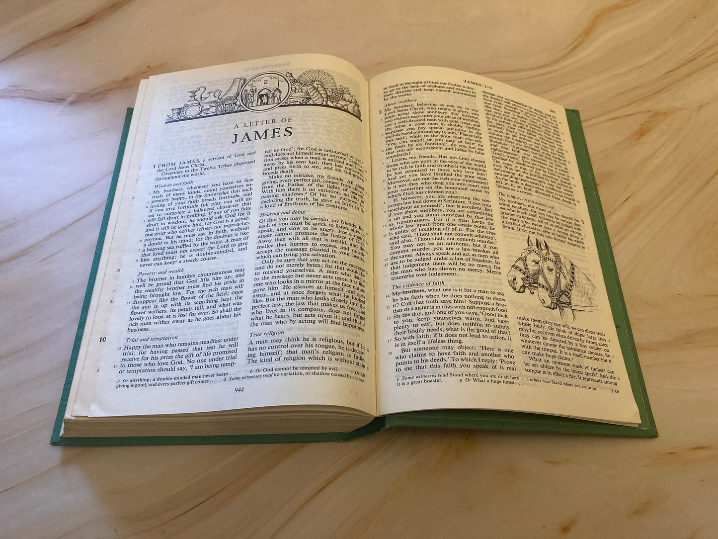 1975 Illustrated Holy Bible Vintage Christian Gift Bible Colour Illustration Bible Study Bible - (X84)