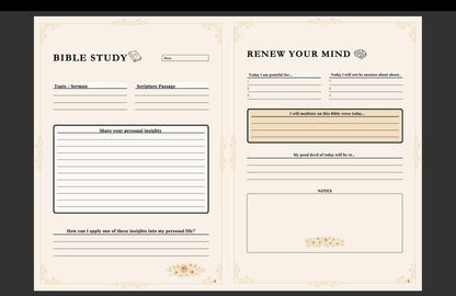 Daily Devotional Journal for Women • Christian Prayer Journal • Bible Study Planner Printable • Scripture Workbook • 230+ Page Faith PDF