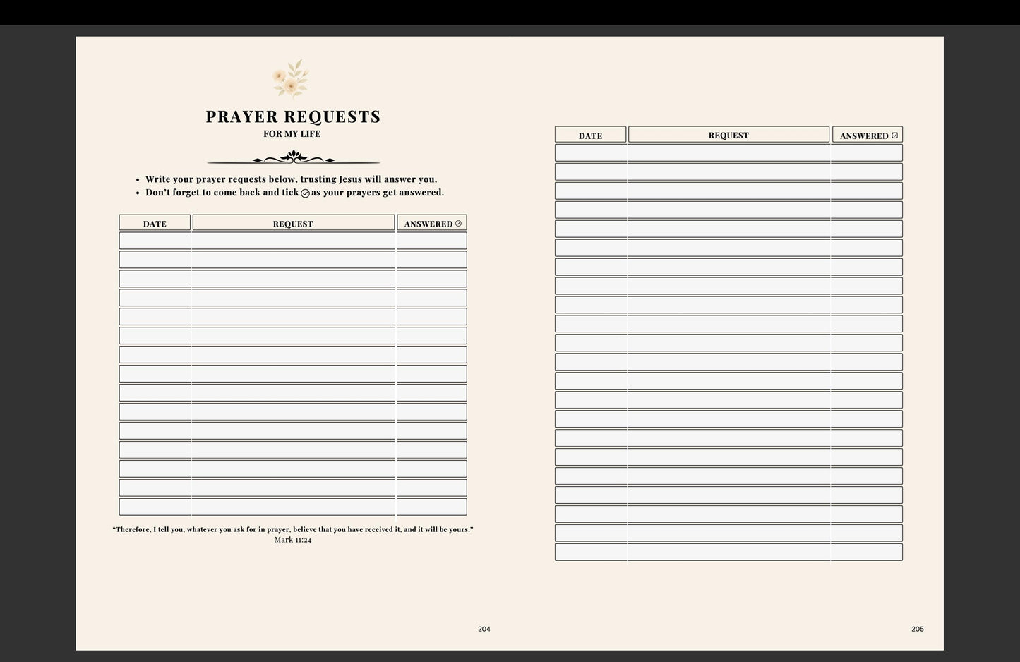 Daily Devotional Journal for Women • Christian Prayer Journal • Bible Study Planner Printable • Scripture Workbook • 230+ Page Faith PDF