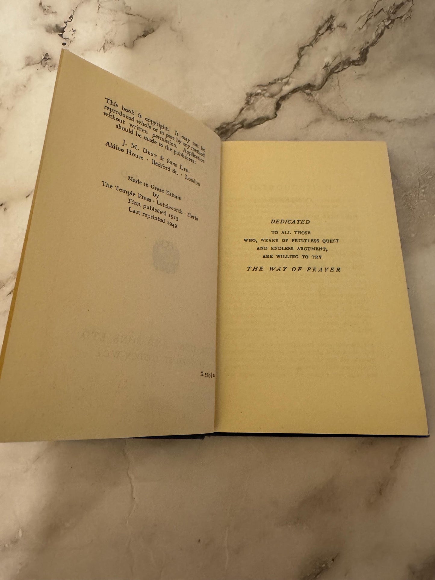 1949 The Temple A Book of Prayers by W E Orchard J M Dent and Sons - Ref x569