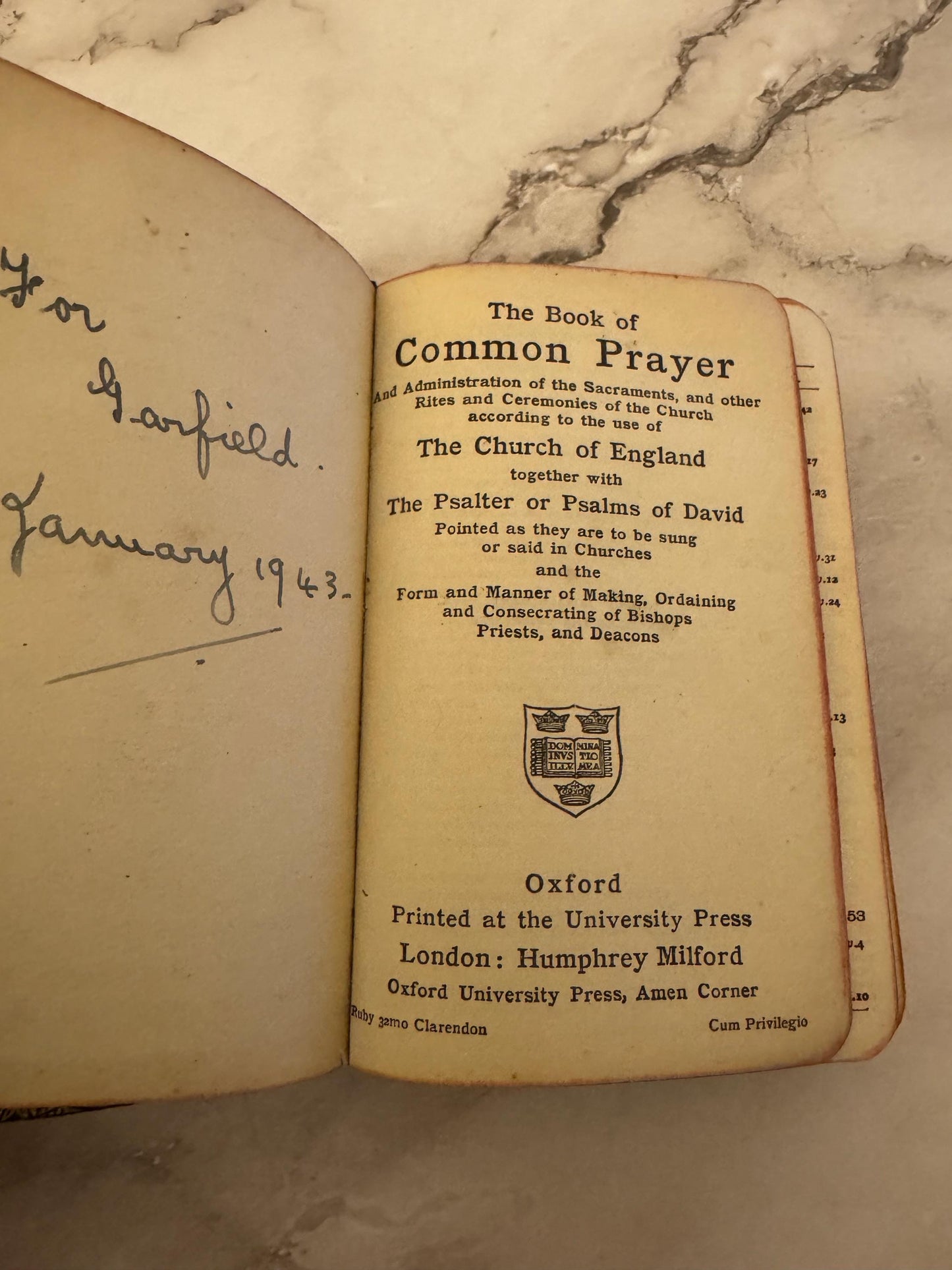 1943 Book of Common Prayer and Hymns A&M Oxford University Press Black Leather - Ref x551