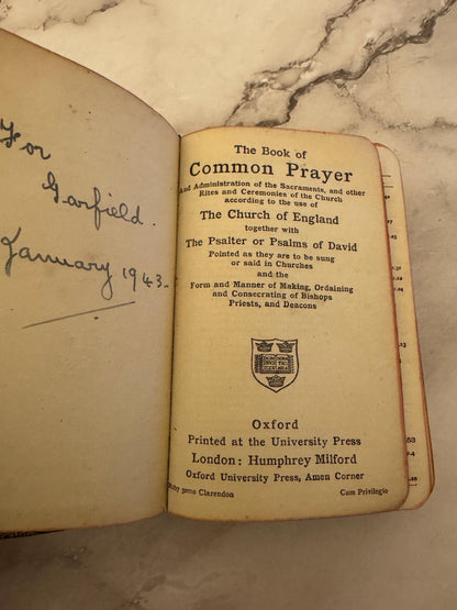 1943 Book of Common Prayer and Hymns A&M Oxford University Press Black Leather - Ref x551